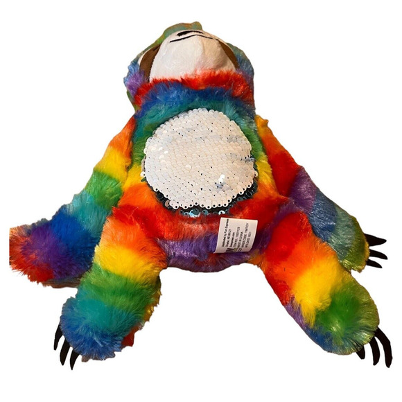Fun Express plush Sloth Sequin 50 rainbow 12" Pride Stuffed Animal Toy - Picture 5 of 6